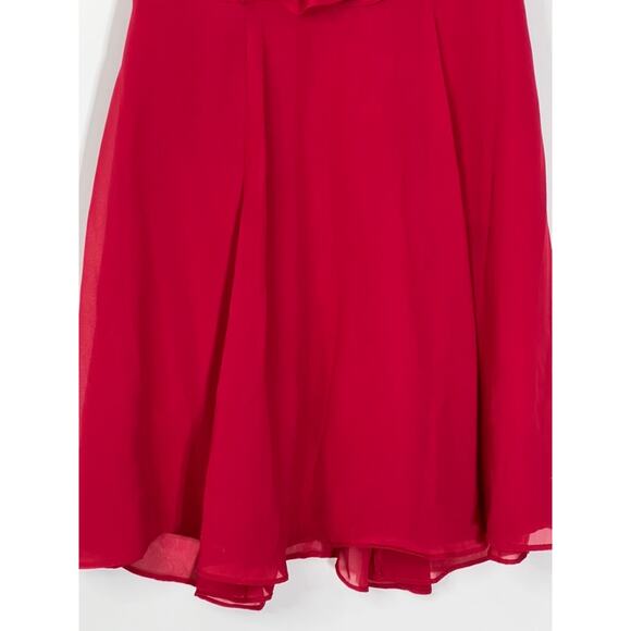 BCBGeneration Red Halter Semi Sheer Ruffle Flowy Short Sexy Event Dress Size 0 - Picture 3 of 9